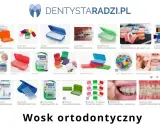 Wosk na aparat ortodontyczny w różnych opakowaniach, kolorach i markach, np. GUM, Falcon. Pomaga chronić jamę ustną przed otarciami.
