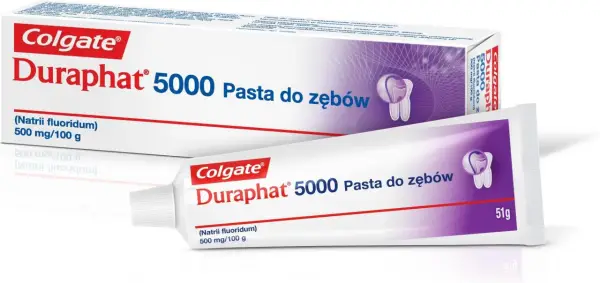 Colgate Duraphat 5000 Pasta do zębów z 500 mg fluorku sodu na 100 g. Ta pasta ma najwięcej fluoru.
